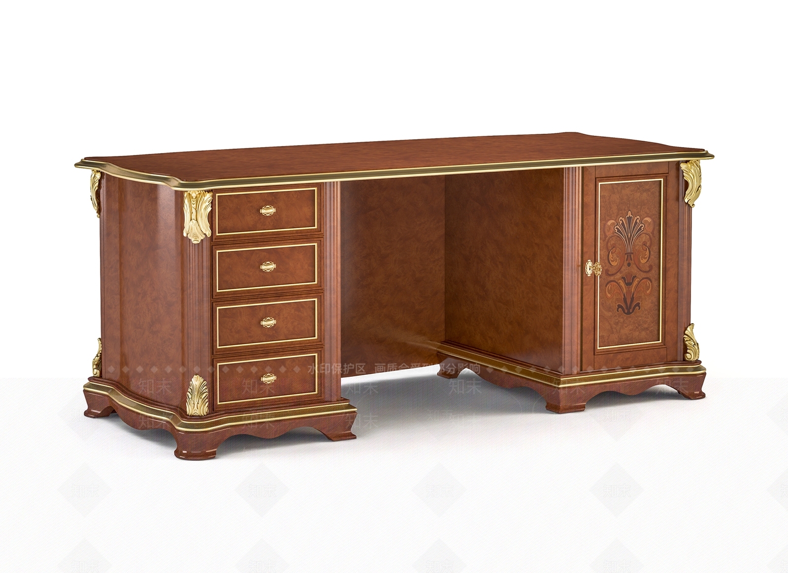 欧式书桌SU模型下载【ID:1198612014】