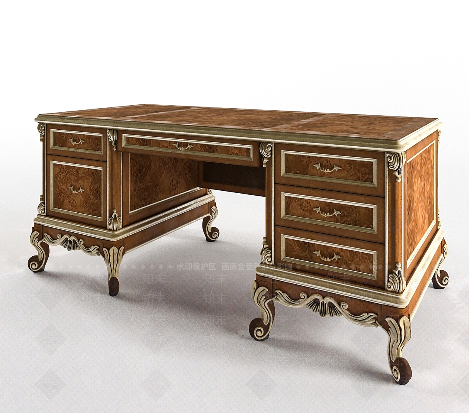 欧式书桌SU模型下载【ID:1198612139】