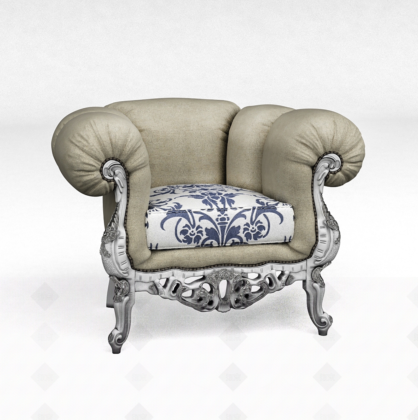 欧式单人沙发SU模型下载【ID:1198615227】