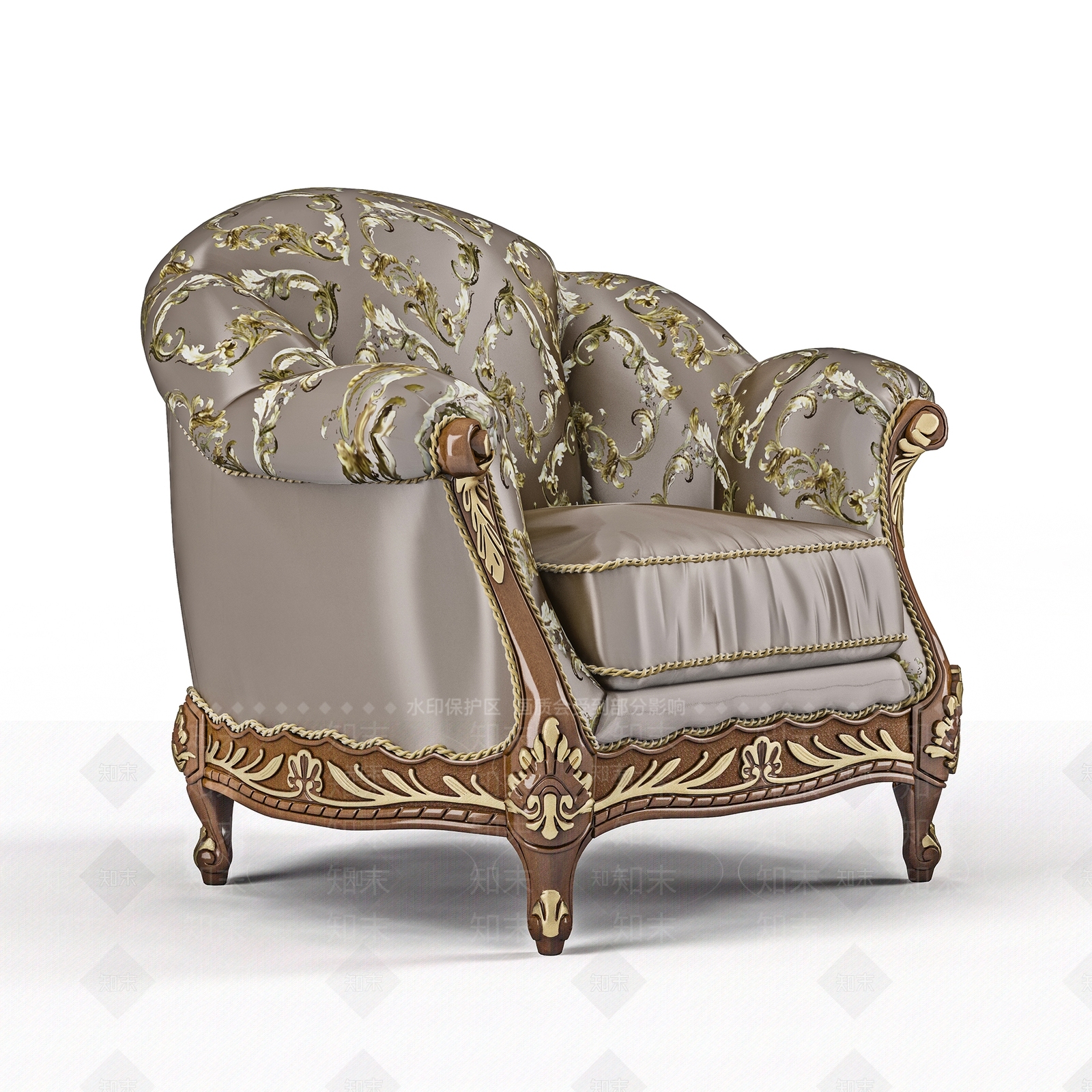 欧式单人沙发SU模型下载【ID:1198615438】