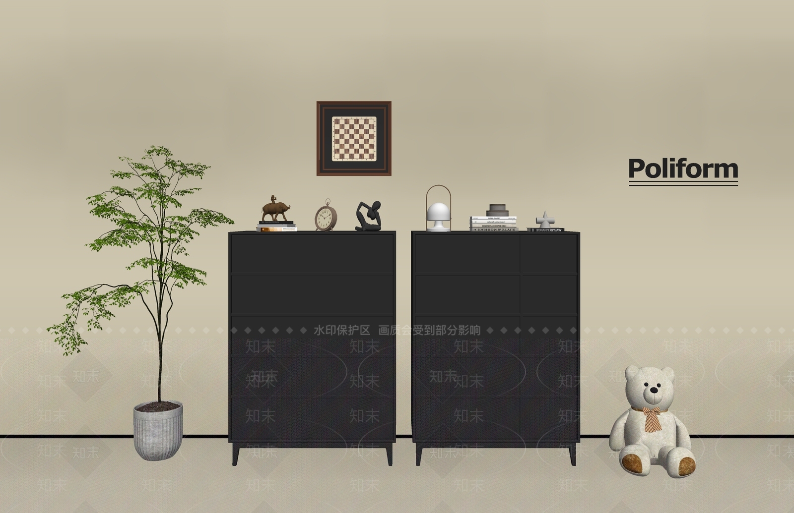 现代玄关柜SU模型下载【ID:1198621007】