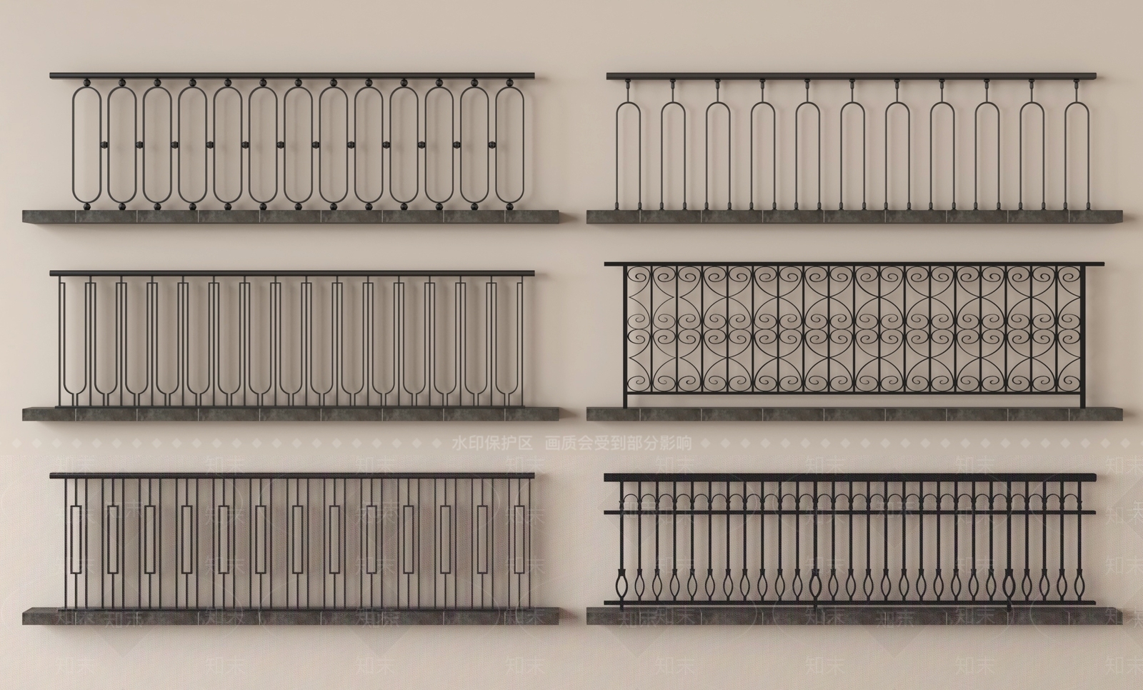 简欧围栏护栏SU模型下载【ID:1198621380】