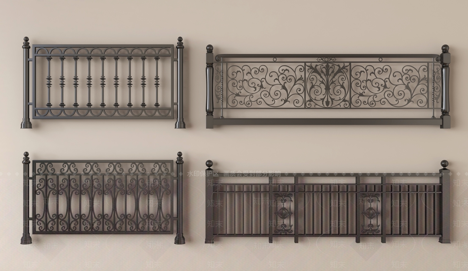 简欧围栏护栏SU模型下载【ID:1198621346】