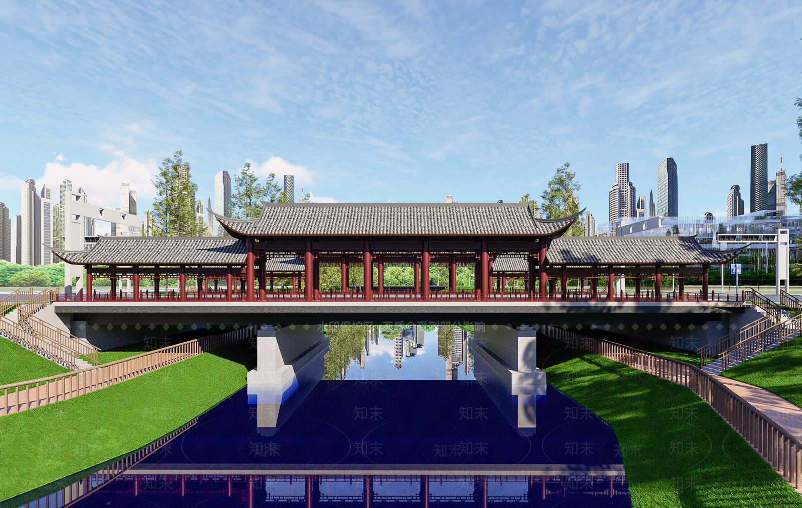 新中式中式连廊SU模型下载【ID:1198624325】