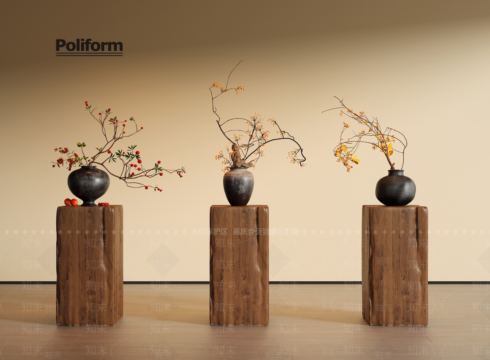 侘寂中古花艺3D模型下载【ID:1198633025】