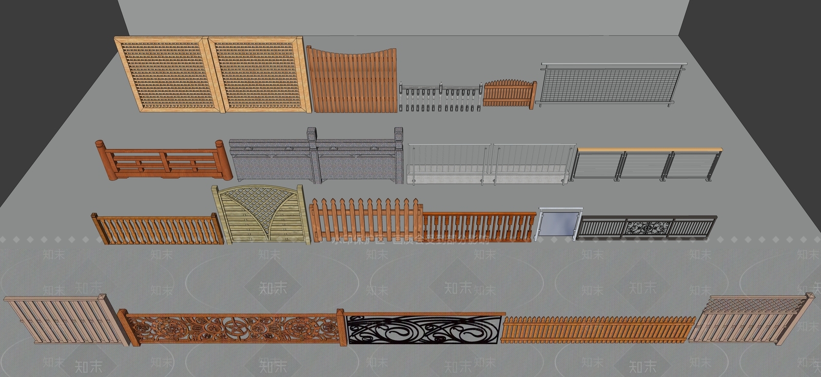 现代欧式栏杆扶手SU模型下载【ID:1198633635】