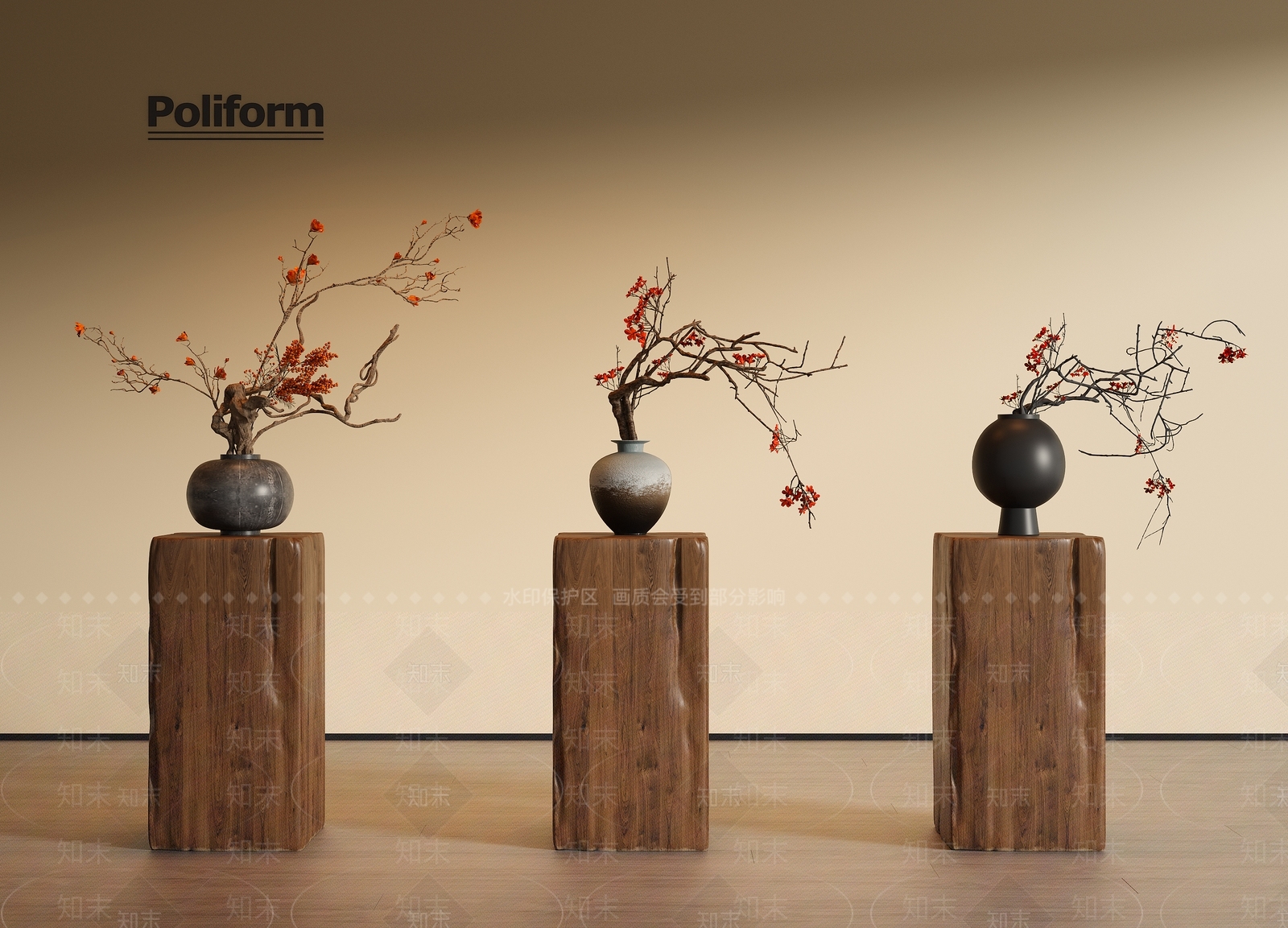 新中式中古花艺3D模型下载【ID:1198633878】