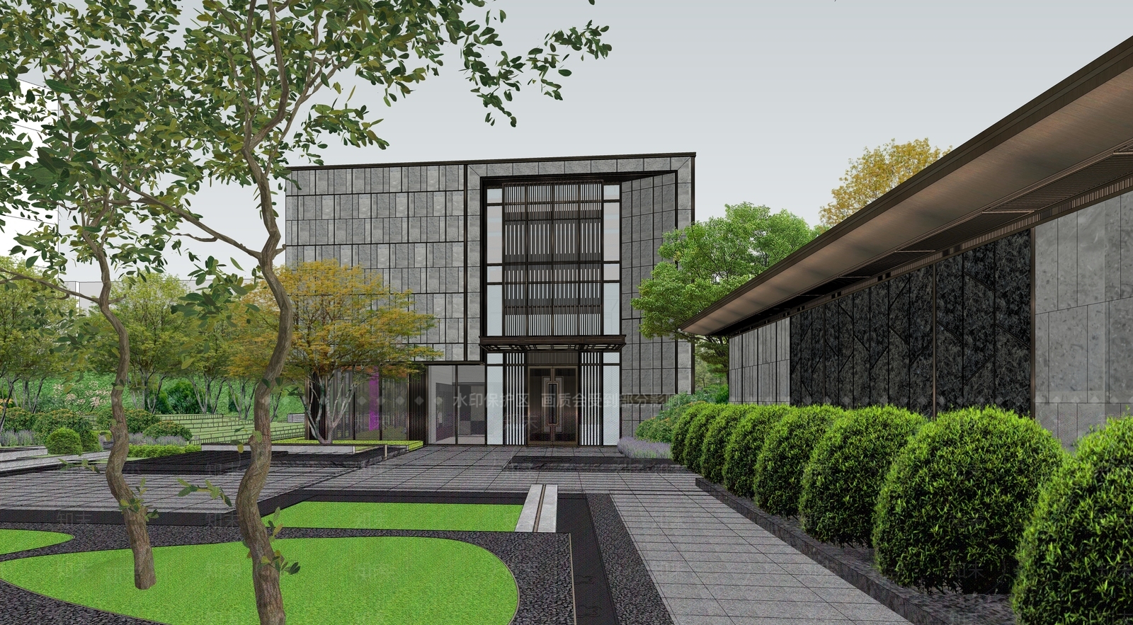 现代简约小区建筑SU模型下载【ID:1198636735】