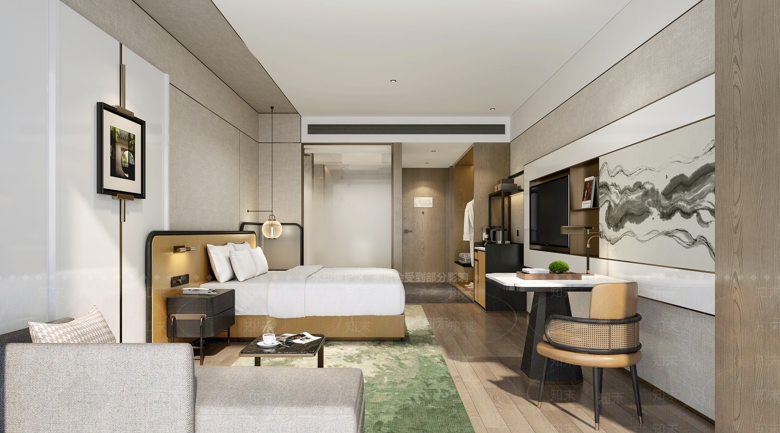 现代酒店客房3D模型下载【ID:1198638648】