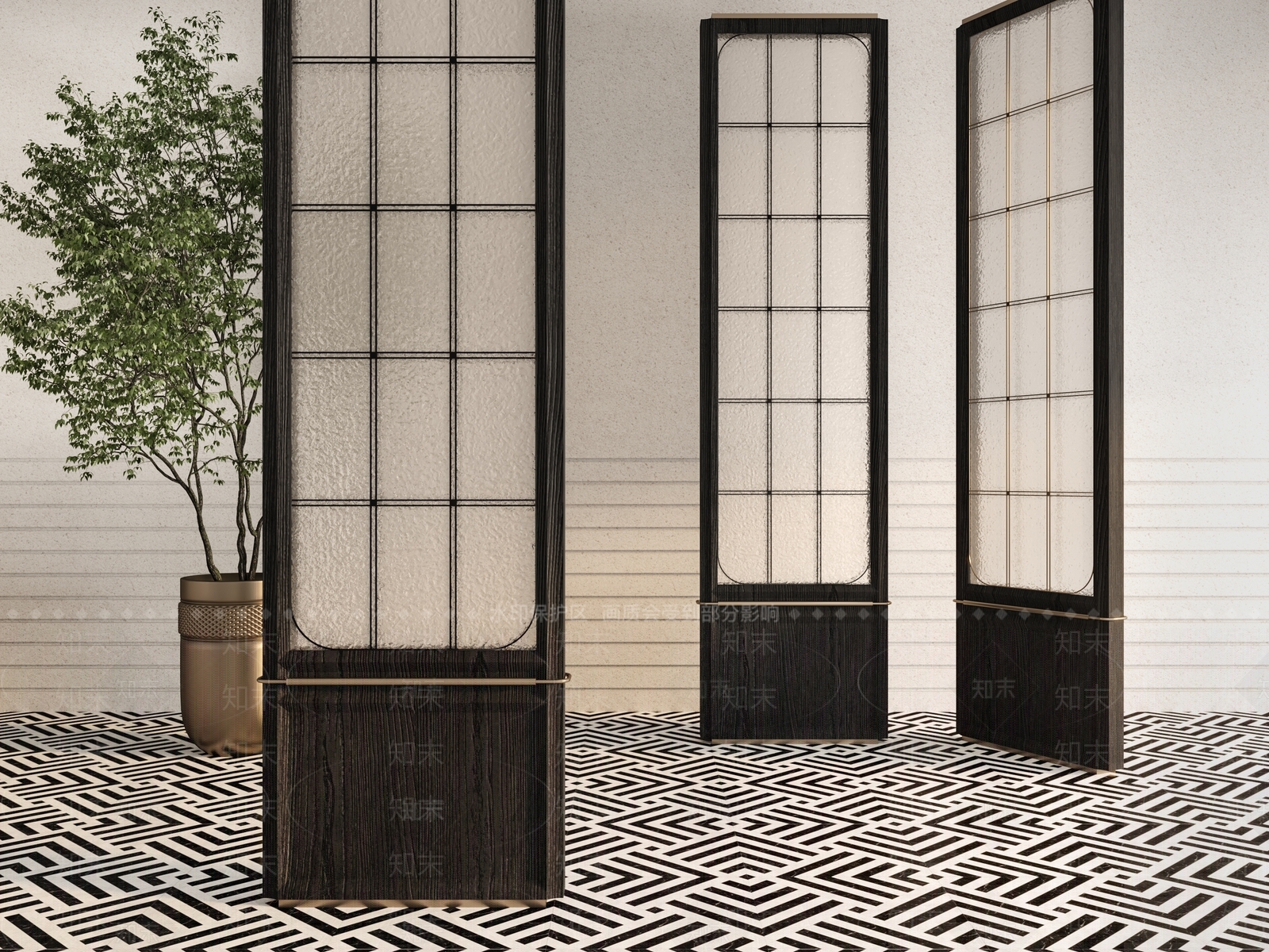 法式现代屏风3D模型下载【ID:1198638666】