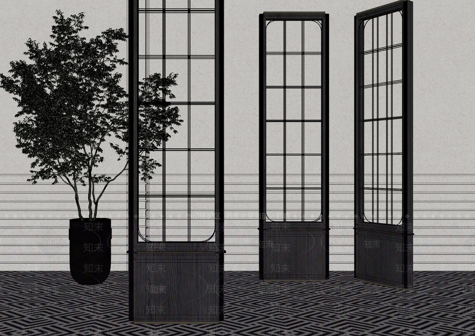 法式现代屏风SU模型下载【ID:1198638894】