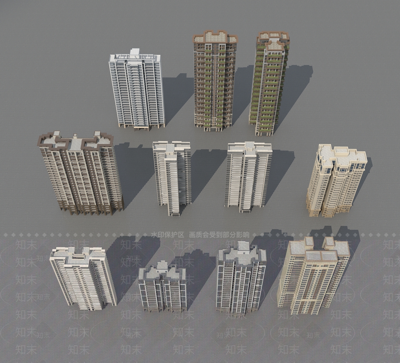 现代高层住宅SU模型下载【ID:1198641112】