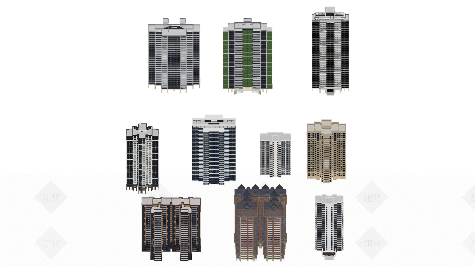 现代高层住宅SU模型下载【ID:1198641548】
