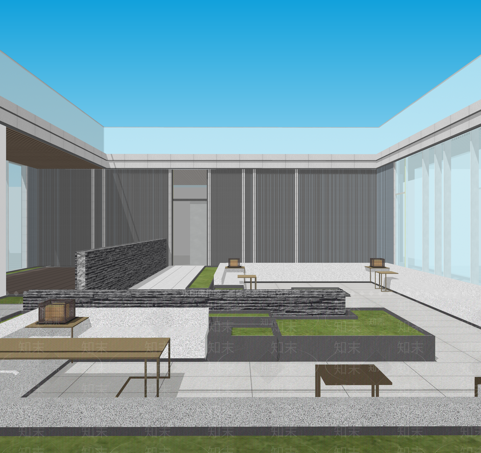 现代屋顶花园SU模型下载【ID:1198640778】