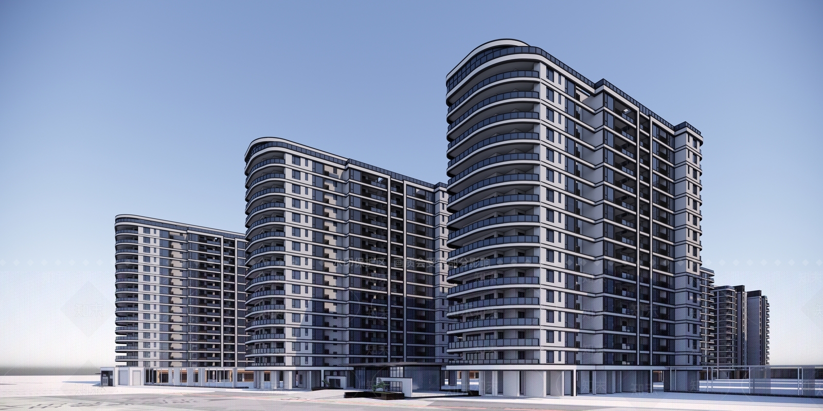 现代高层住宅SU模型下载【ID:1198649330】