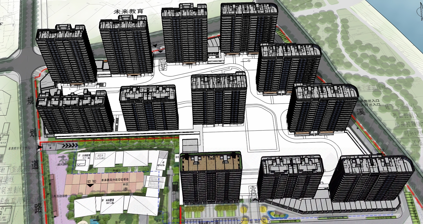 现代高层住宅SU模型下载【ID:1198649330】