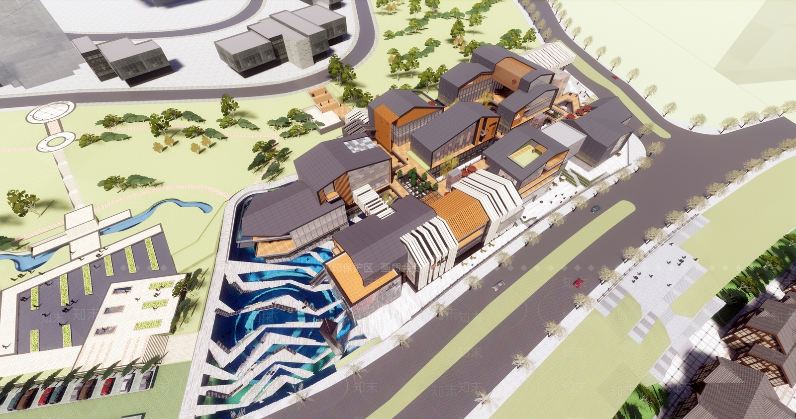 新中式中式商业街SU模型下载【ID:1198649577】