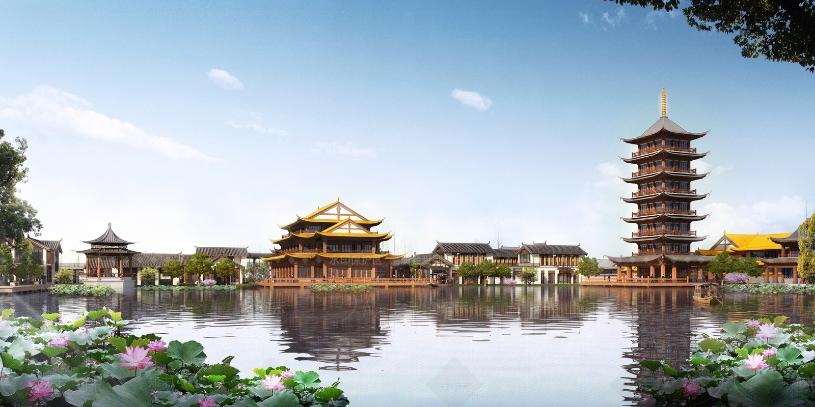 新中式中式古建筑SU模型下载【ID:1198650719】