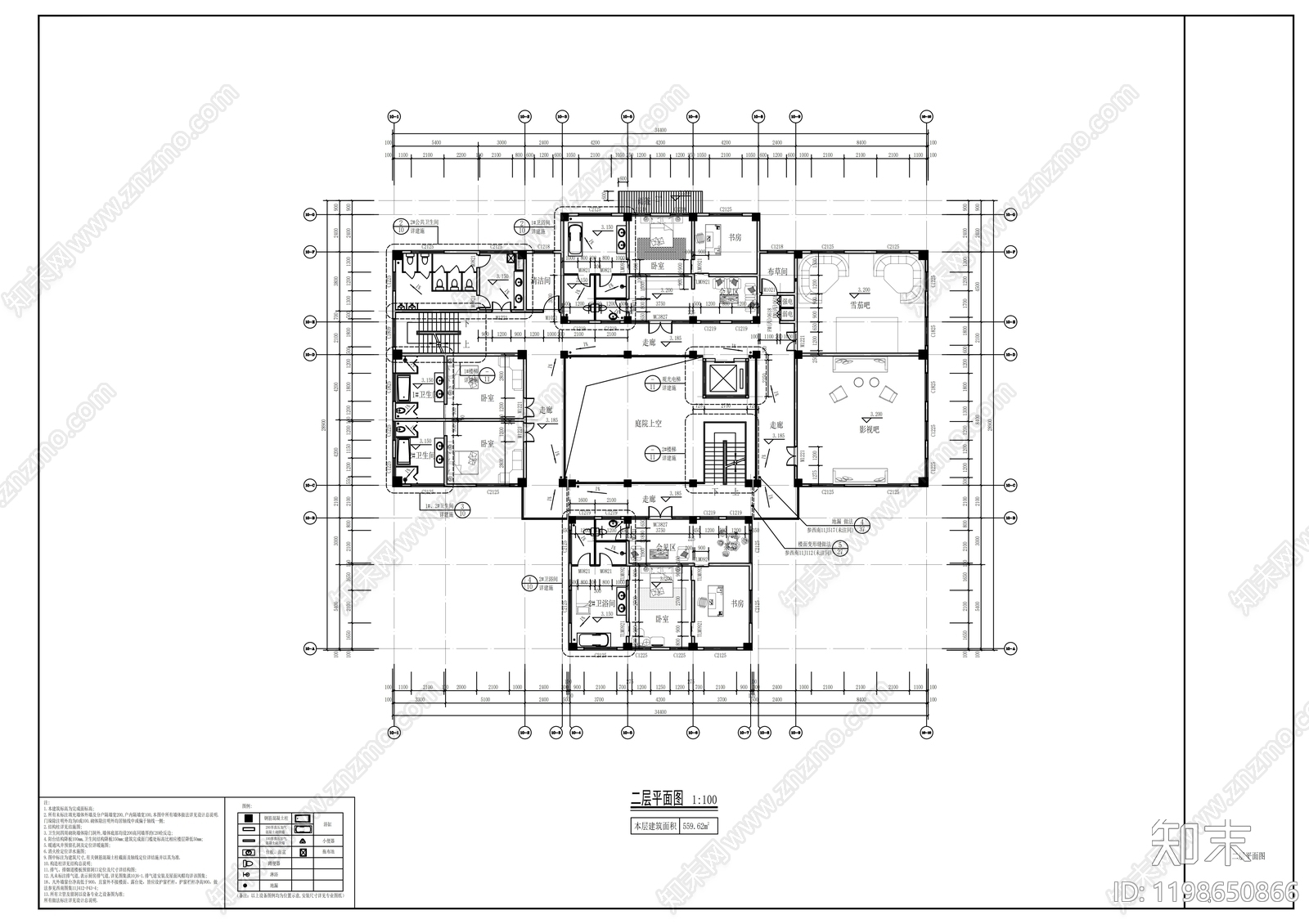中式酒店建筑施工图下载【ID:1198650866】
