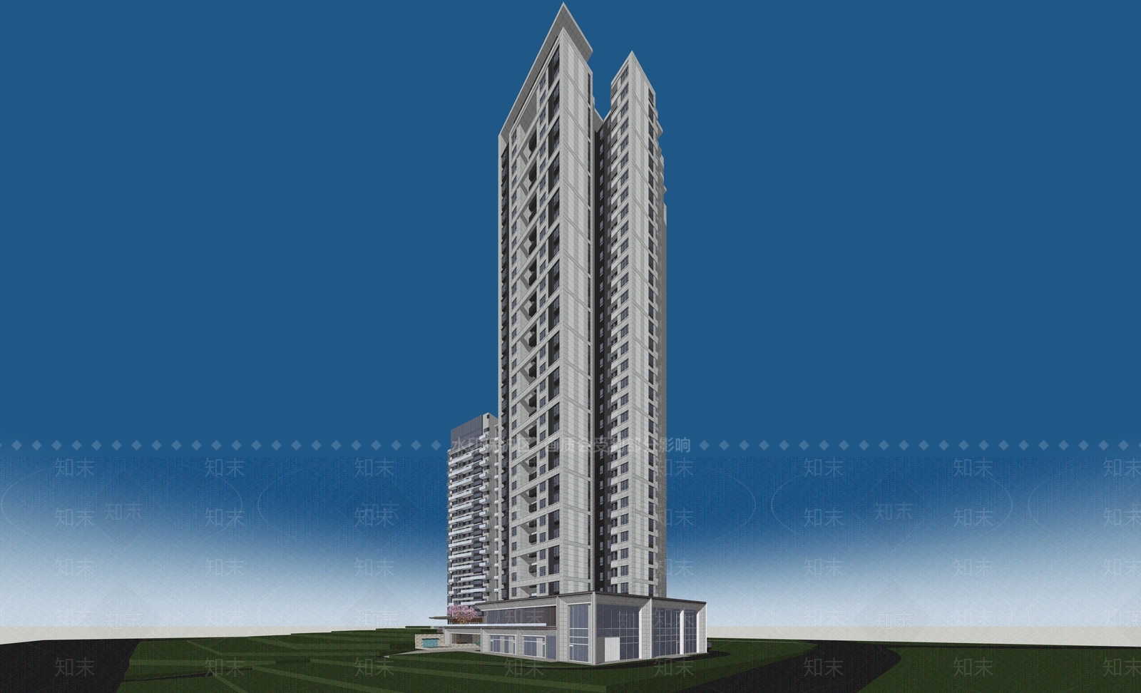 现代高层住宅SU模型下载【ID:1198654209】
