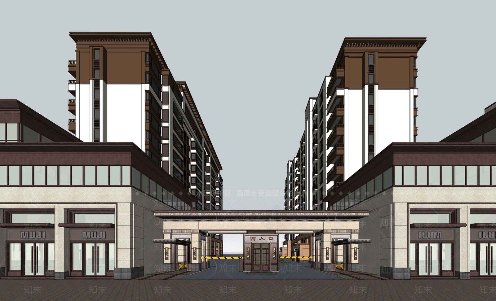 新中式现代多层住宅SU模型下载【ID:1198658945】