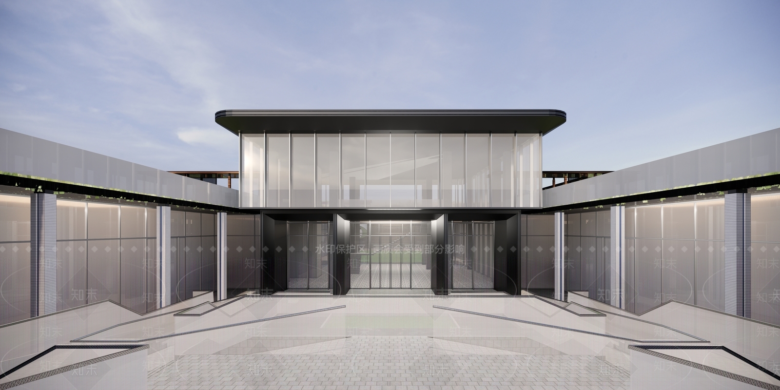 现代售楼处建筑SU模型下载【ID:1198660007】