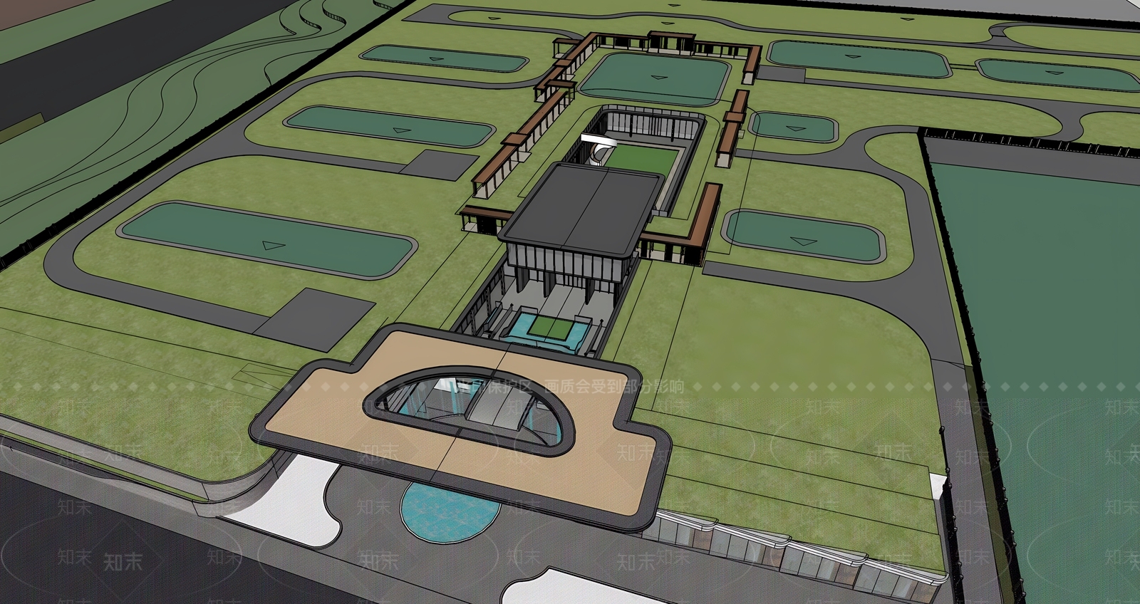 现代售楼处建筑SU模型下载【ID:1198660007】