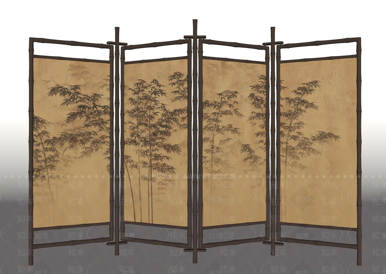 新中式屏风SU模型下载【ID:1198662964】