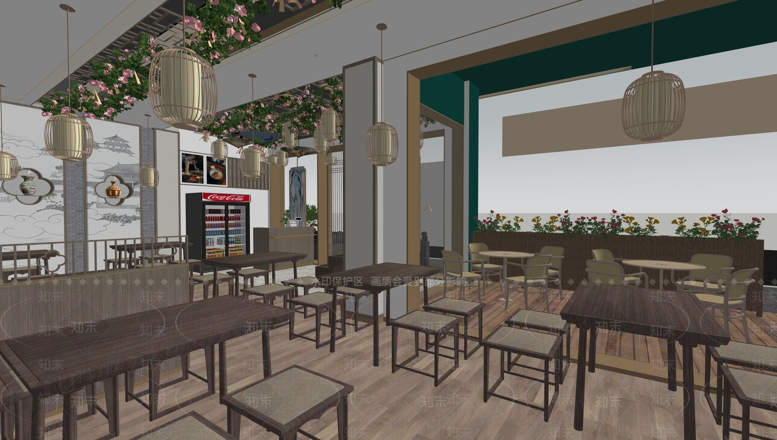 新中式中餐厅SU模型下载【ID:1198666216】