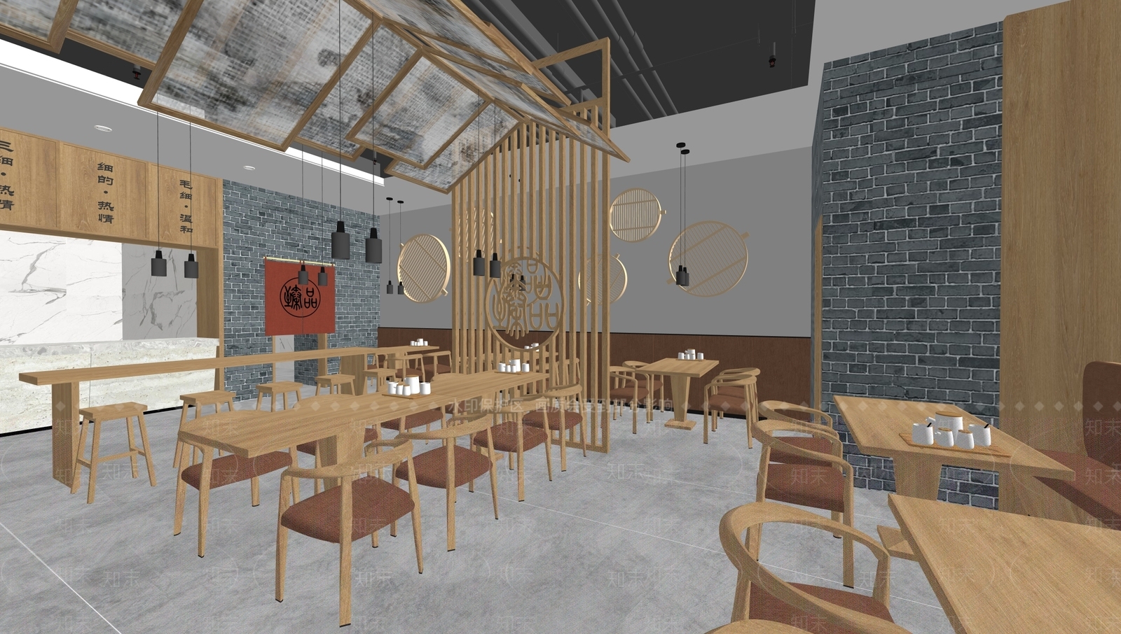 新中式现代中餐厅SU模型下载【ID:1198666220】