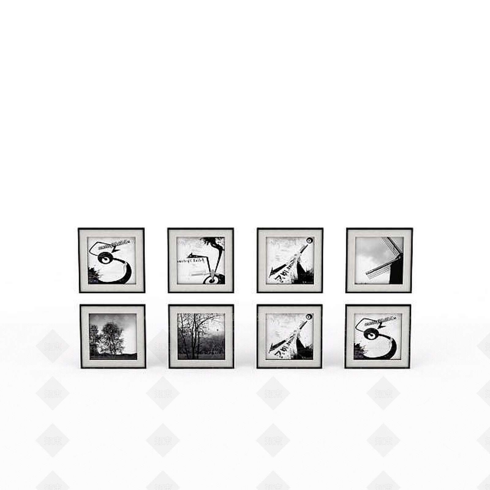 室内挂画组图3D模型下载【ID:1198667145】