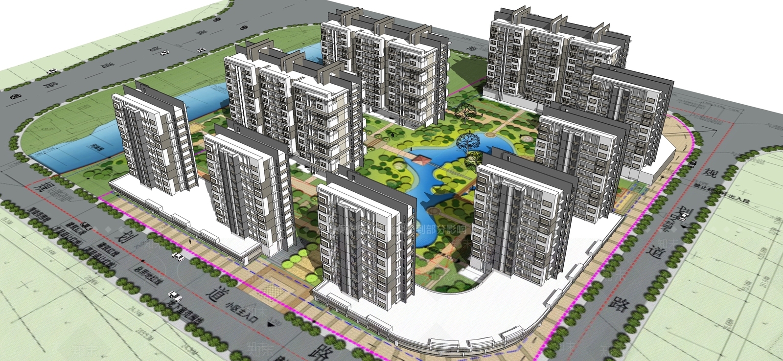 现代高层住宅SU模型下载【ID:1198667437】