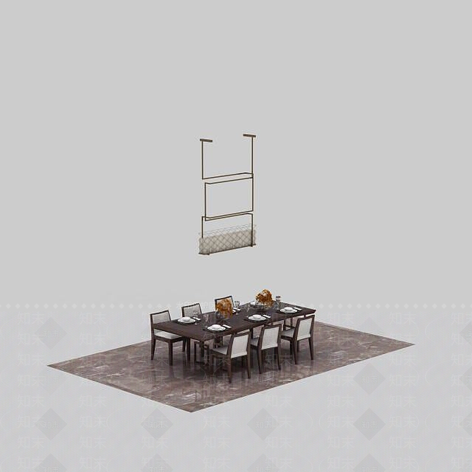 现代餐厅桌椅组合3D模型下载【ID:1198668788】