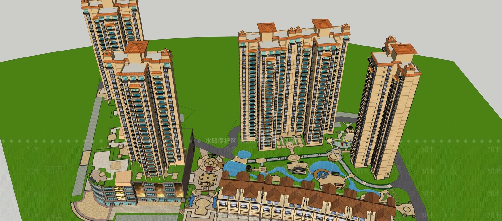 欧式高层住宅SU模型下载【ID:1198669361】