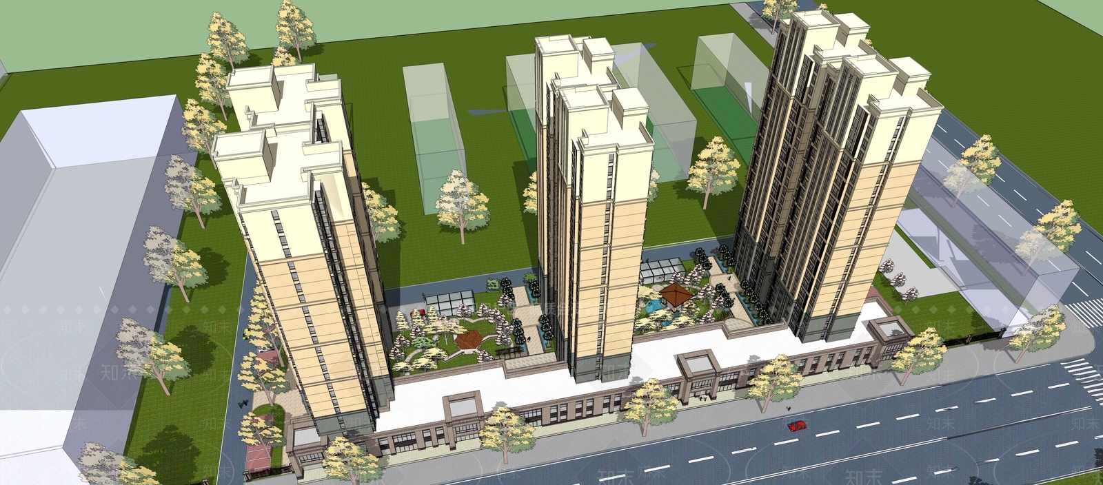 欧式高层住宅SU模型下载【ID:1198675284】