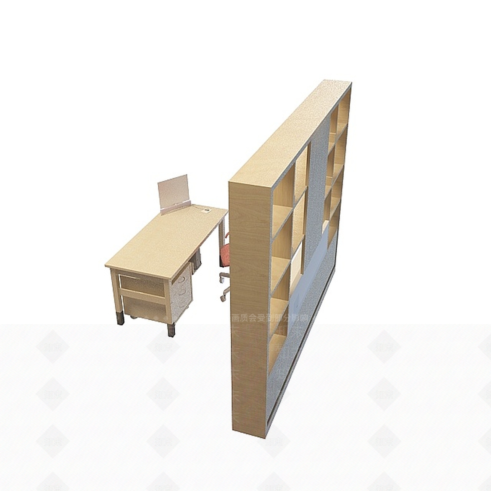 现代书房桌椅柜组合3D模型下载【ID:1198679007】