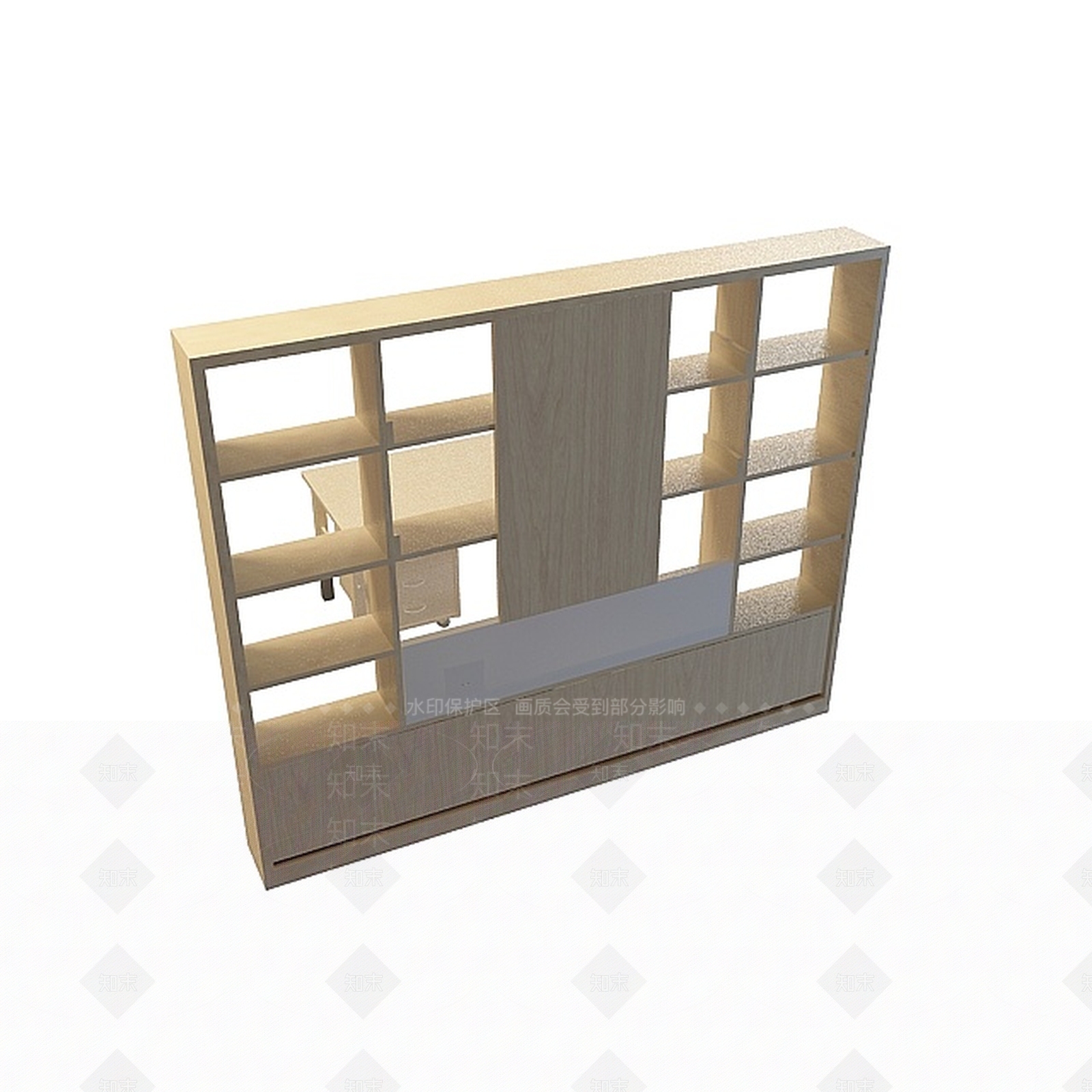 现代书房桌椅柜组合3D模型下载【ID:1198679007】