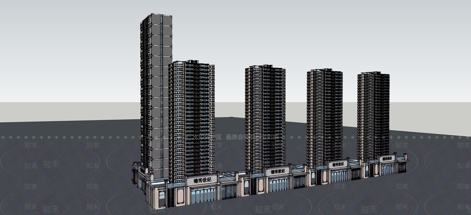 现代高层住宅SU模型下载【ID:1198684764】