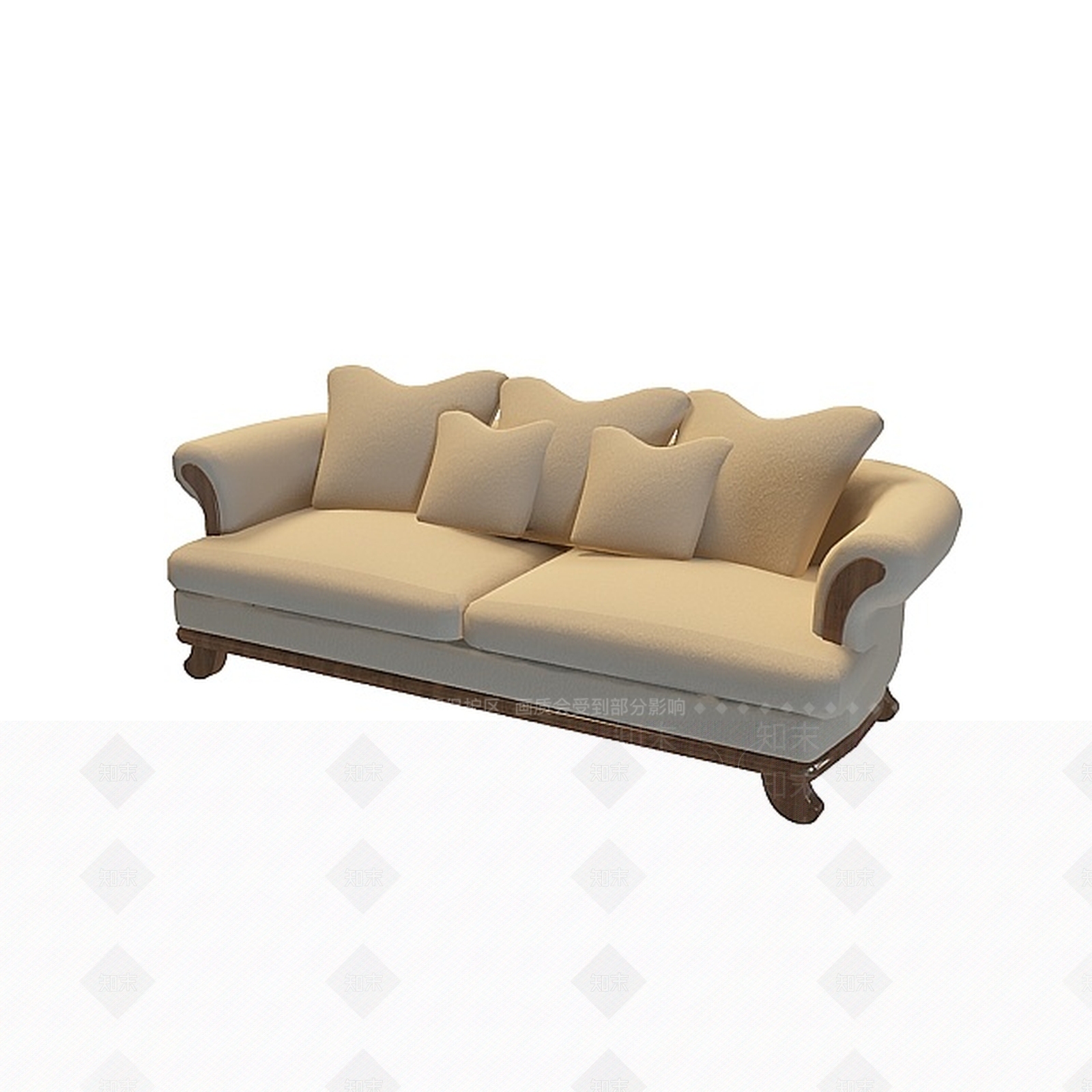 现代布艺双人沙发3D模型下载【ID:1198680630】