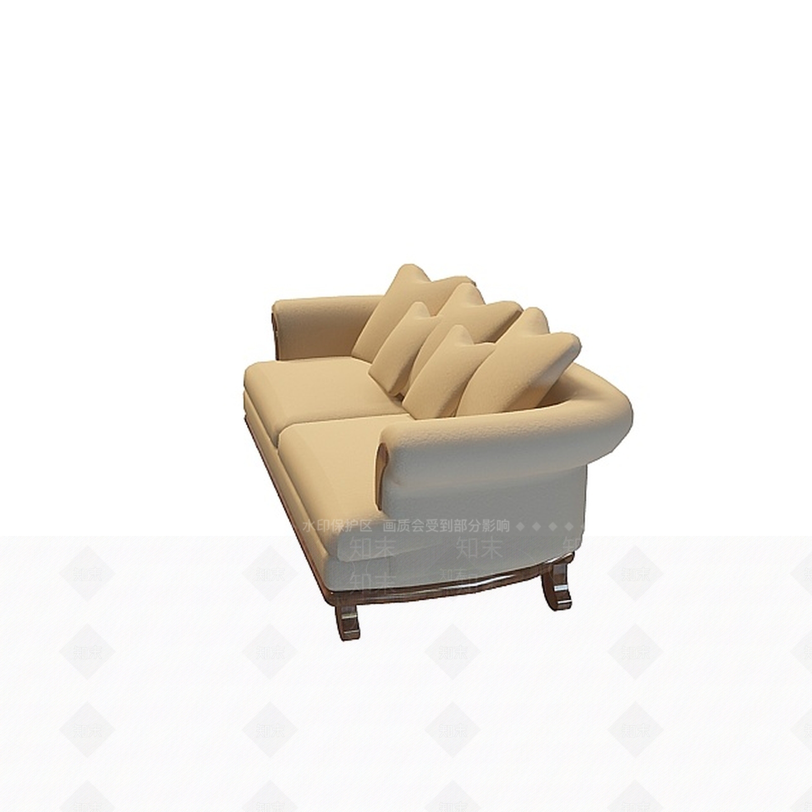 现代布艺双人沙发3D模型下载【ID:1198680630】