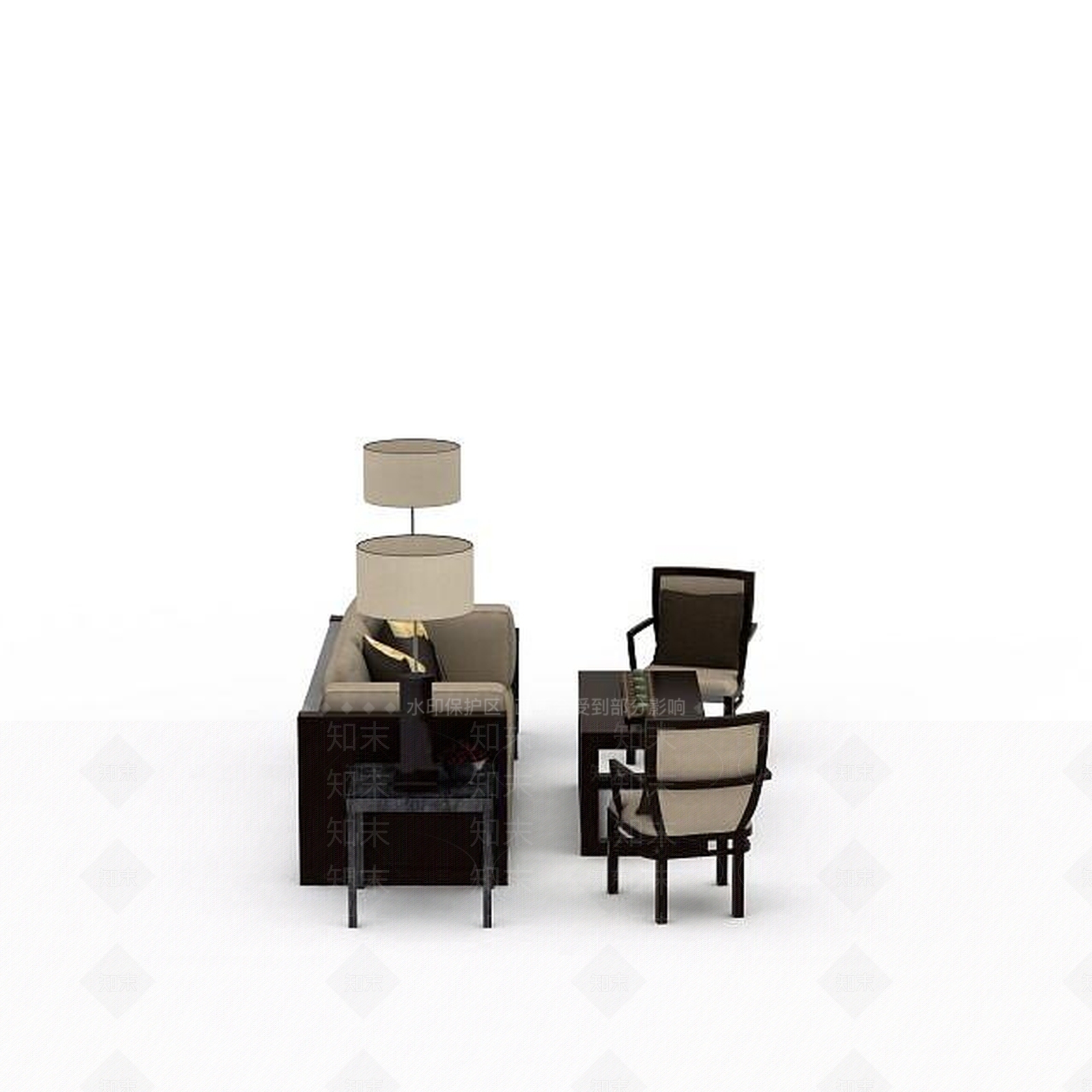 中式沙发茶几组合3D模型下载【ID:1198681936】
