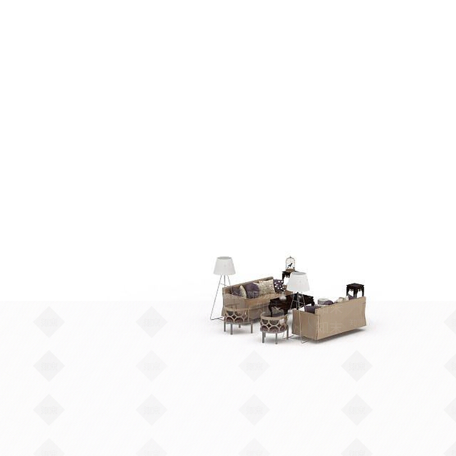 中式沙发茶几组合3D模型下载【ID:1198682885】