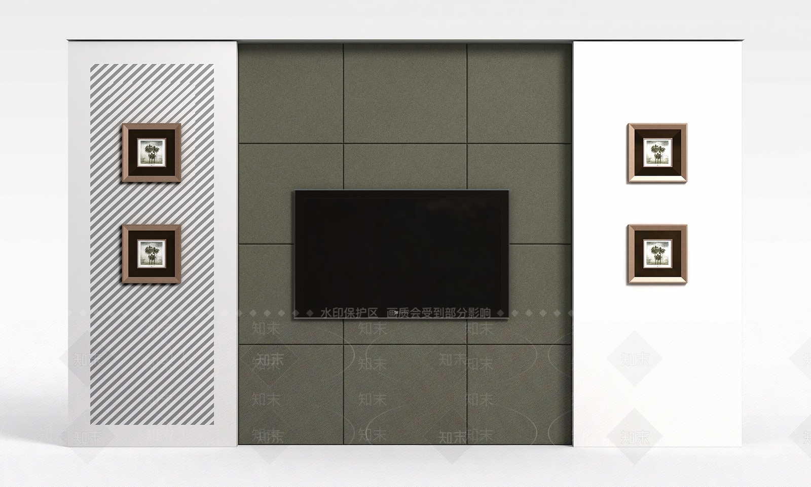 现代简约风格电视墙3D模型下载【ID:1198683582】