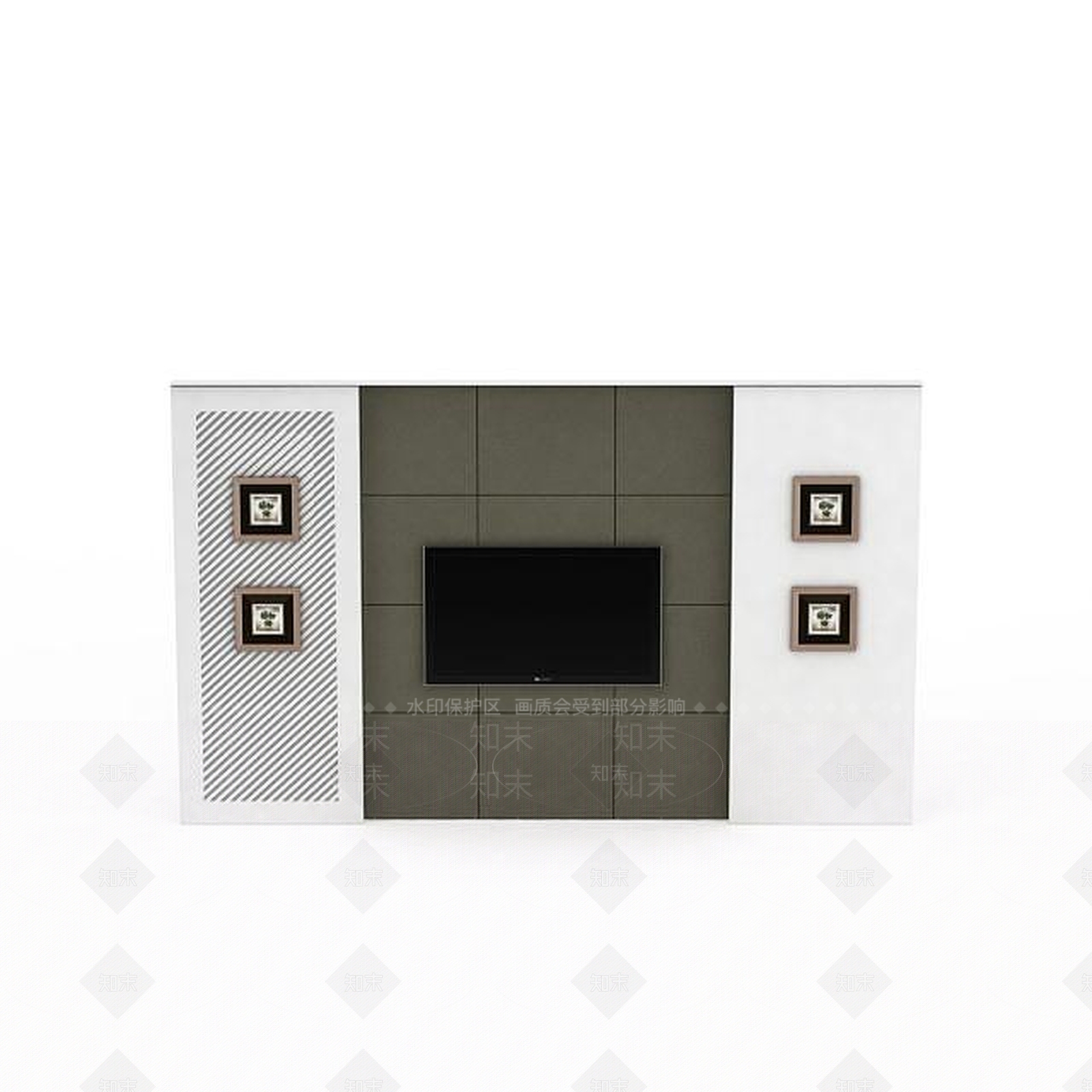 现代简约风格电视墙3D模型下载【ID:1198683582】