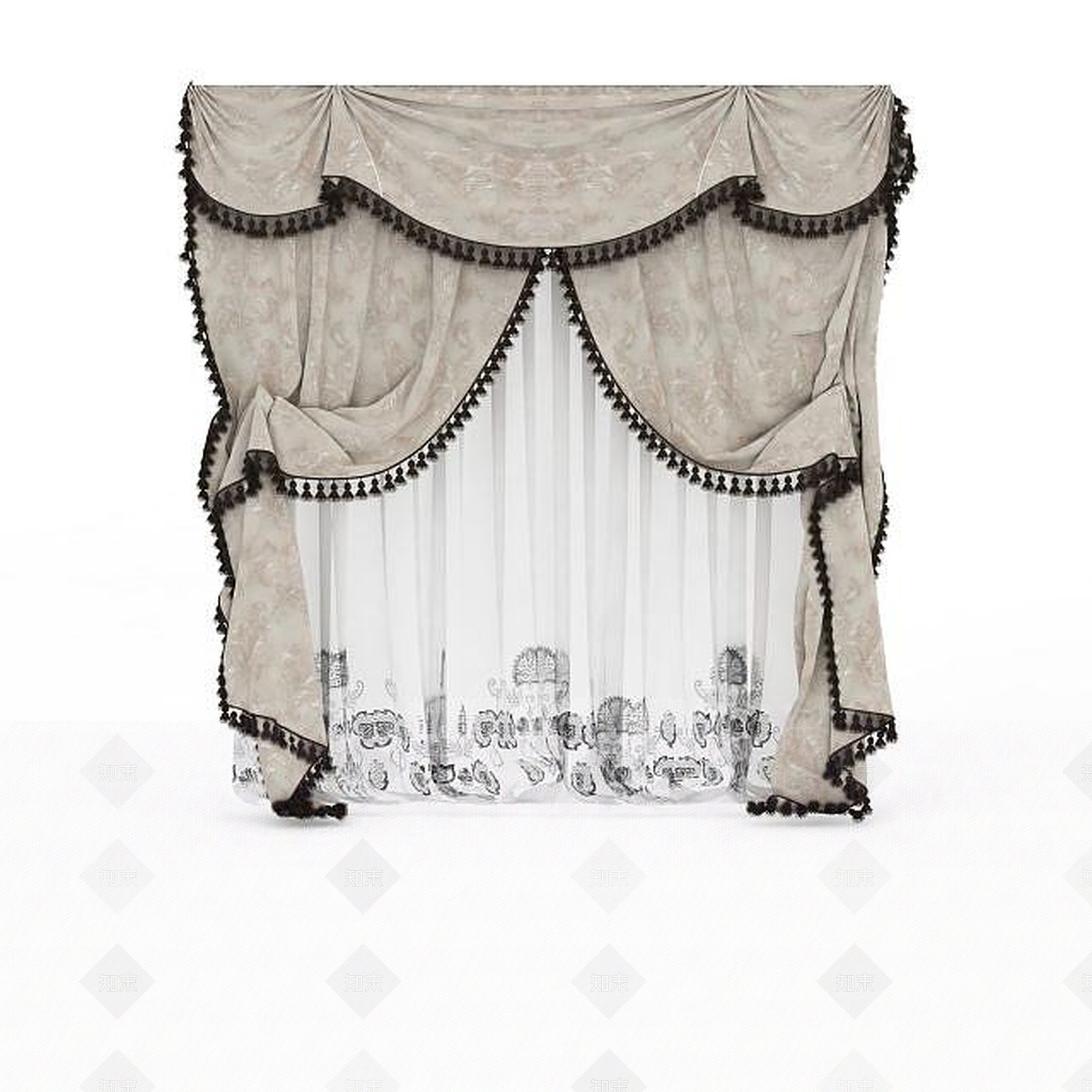 现代室内窗帘3D模型下载【ID:1198683721】