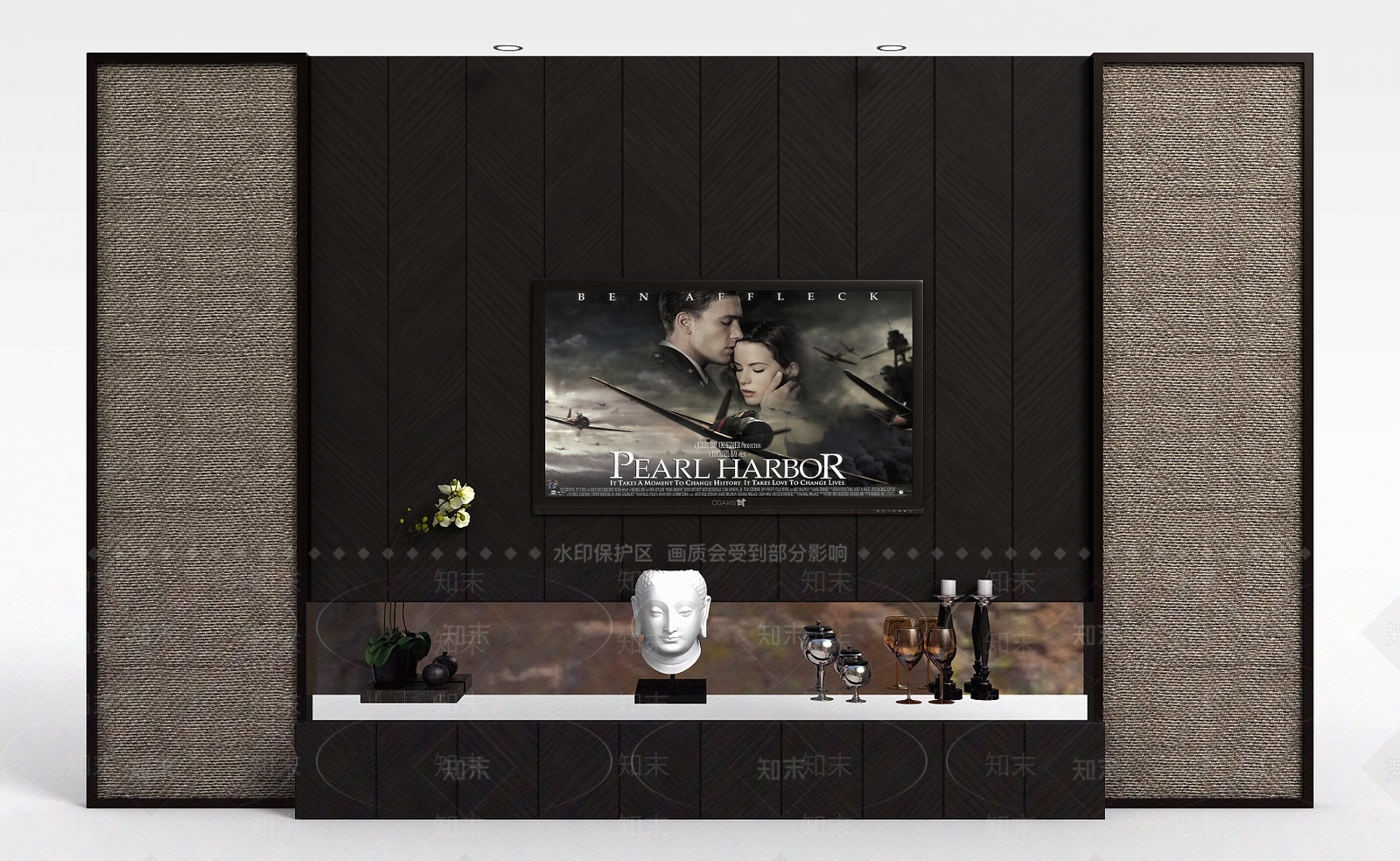 现代客厅电视墙3D模型下载【ID:1198684249】