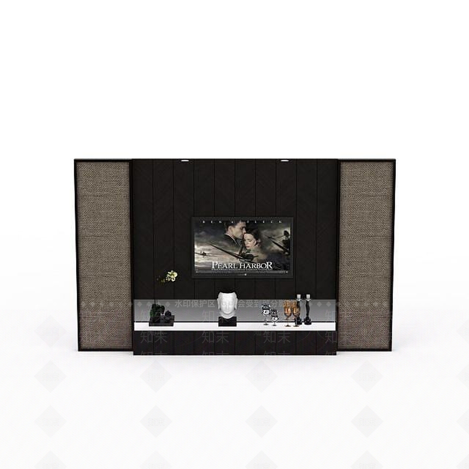 现代客厅电视墙3D模型下载【ID:1198684249】