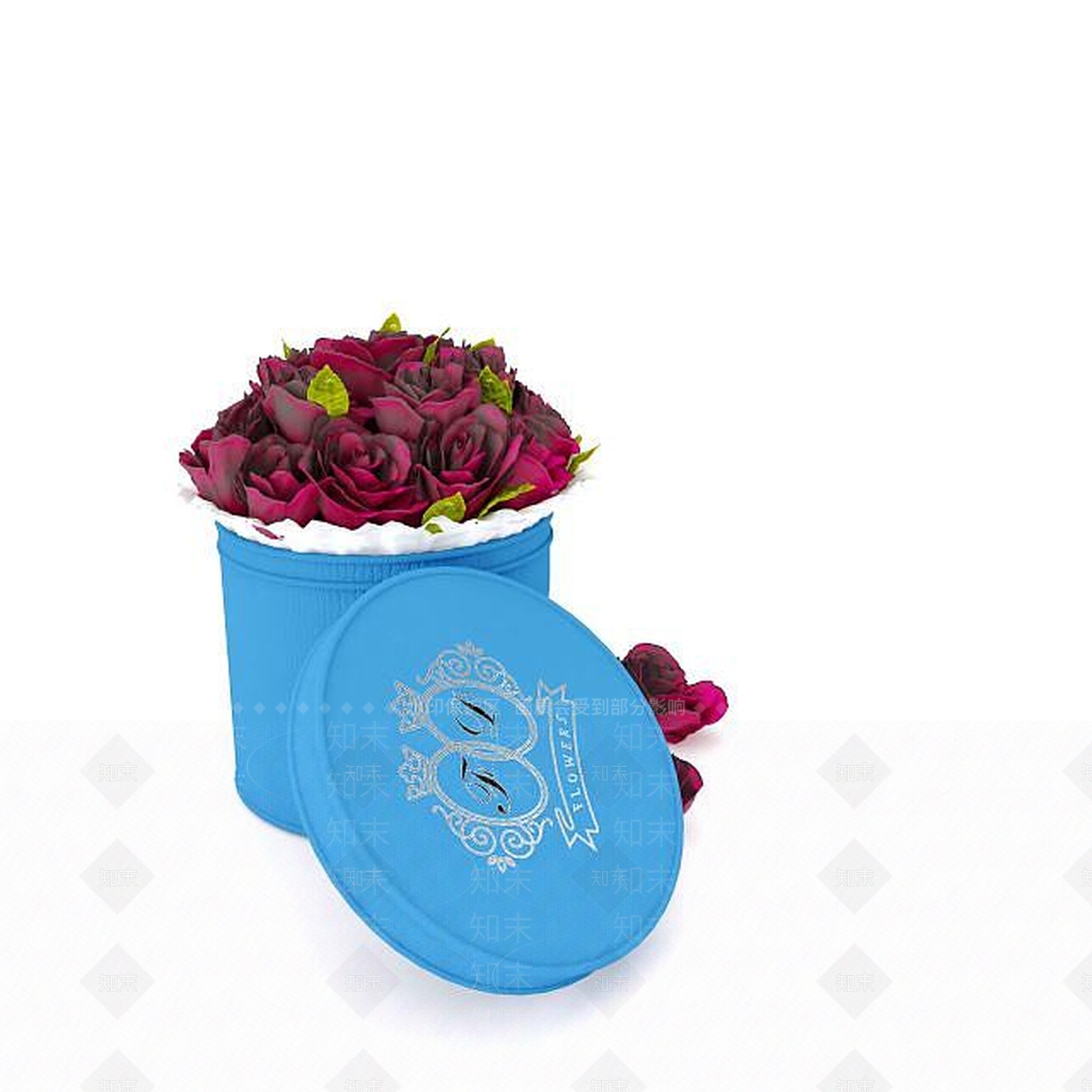 现代玫瑰花礼品盒3D模型下载【ID:1198691581】