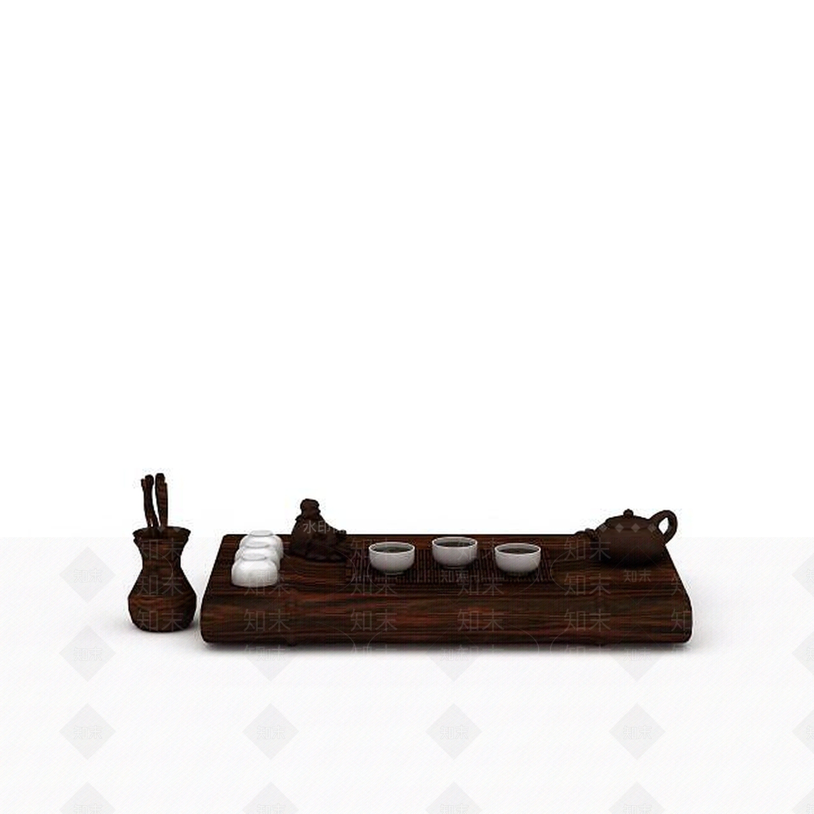 现代实木茶桌3D模型下载【ID:1198692368】