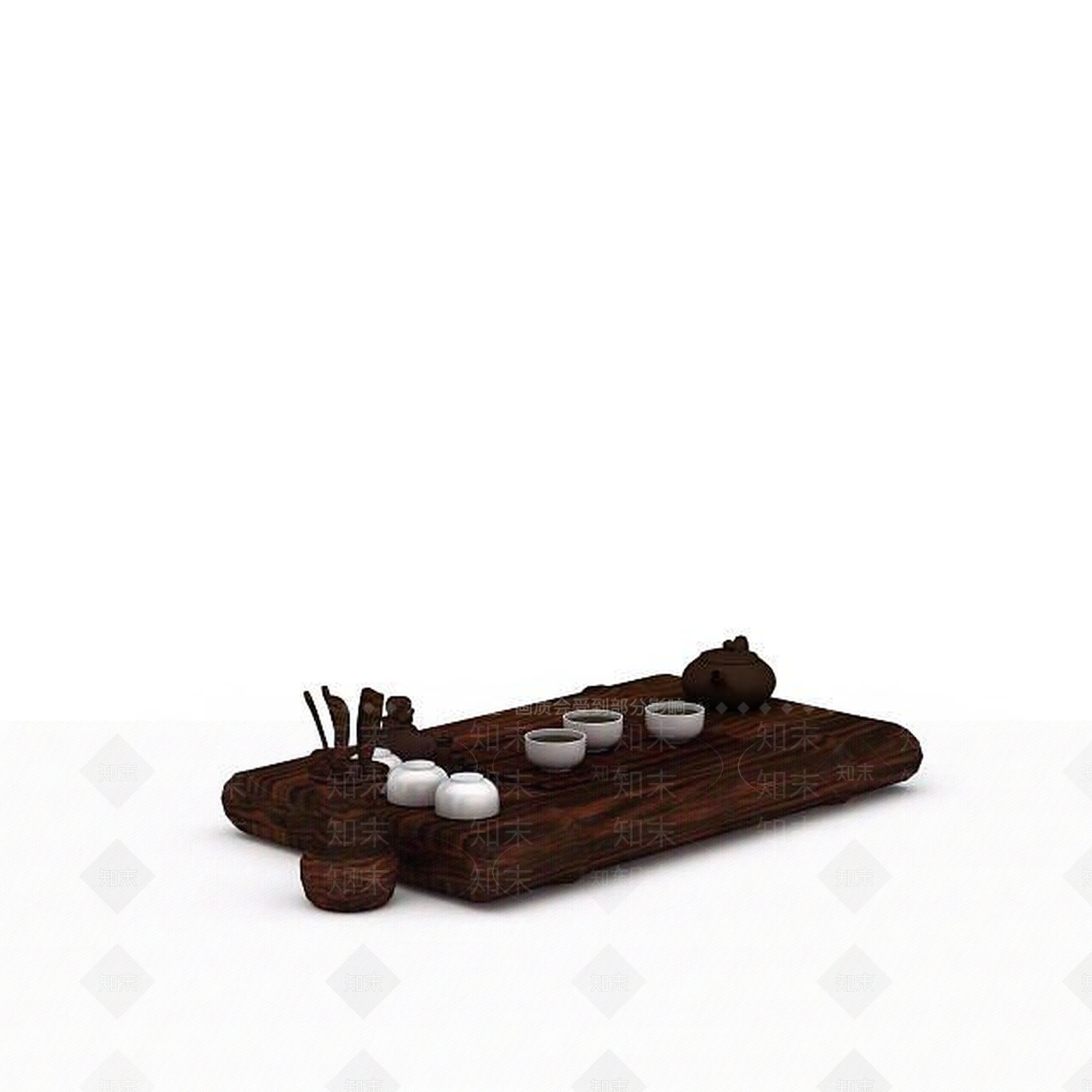 现代实木茶桌3D模型下载【ID:1198692368】